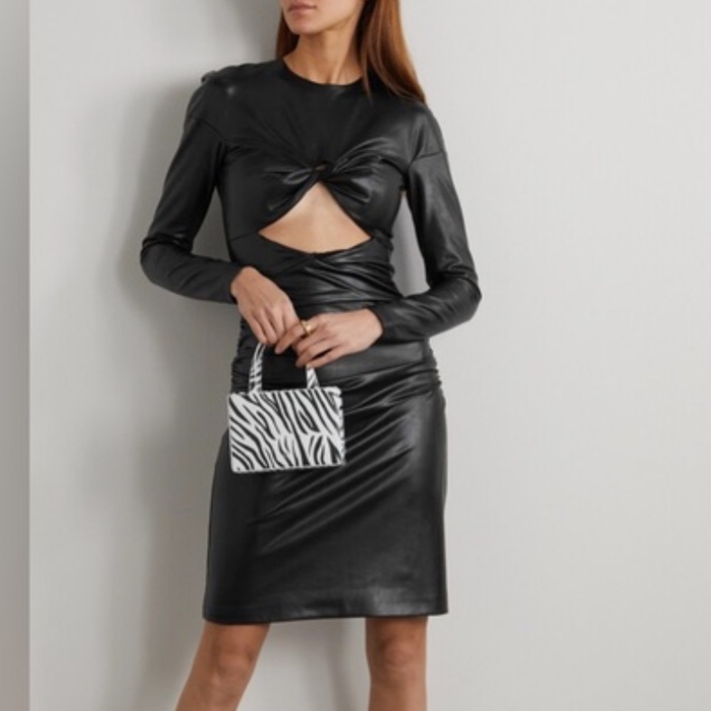 Halpern Black Faux Leather bodysuit